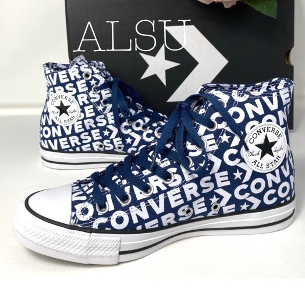 Converse Ctas Logo Navy Canvas High Top Men’s - Picture 4 of 8
